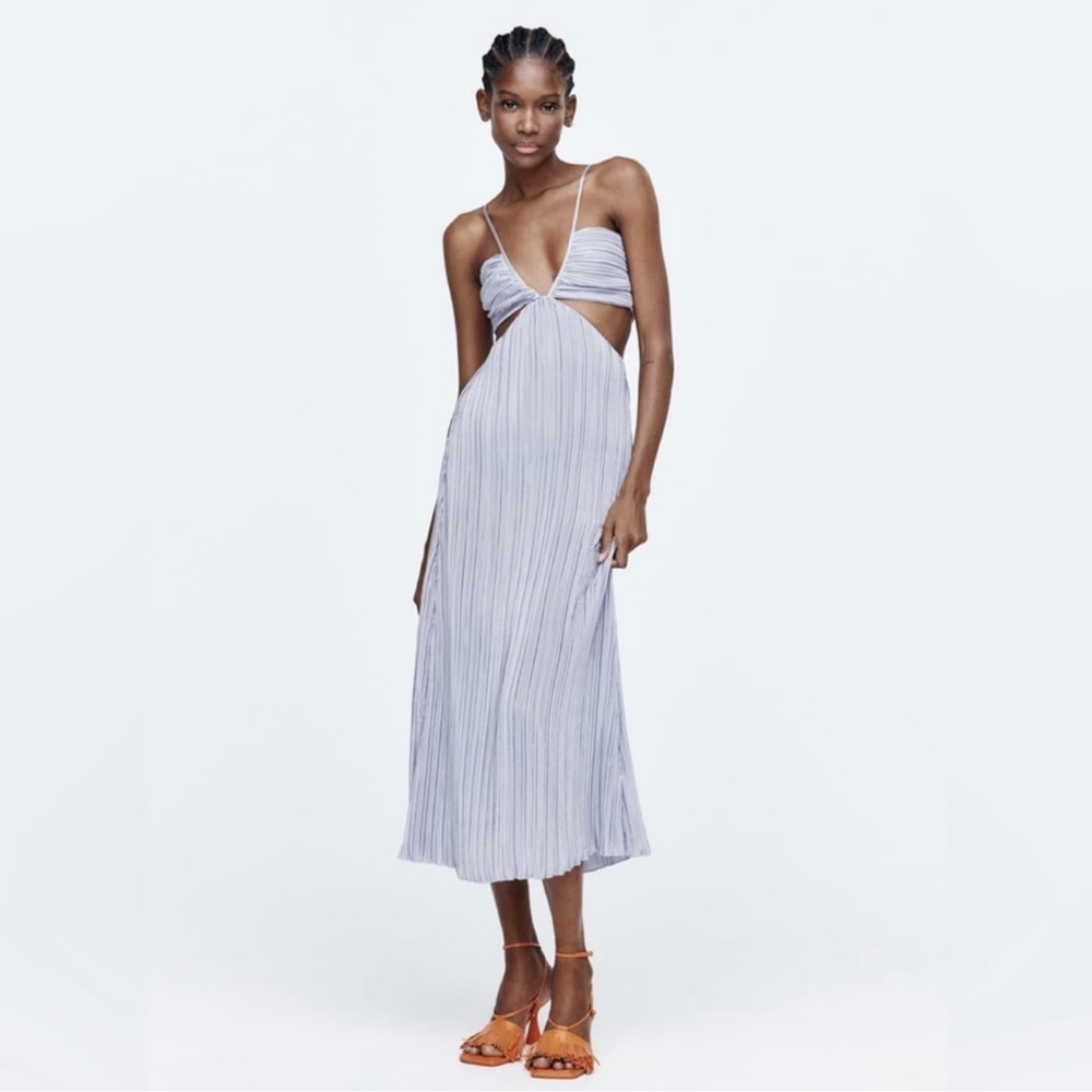Zara pleated cut out dress